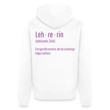 Lehrerin Substantiv Influencerin Lustig Geschenk - Unisex Premium Bio Zip Hoodie - Weiß - Hinten - Thijin (182cm)