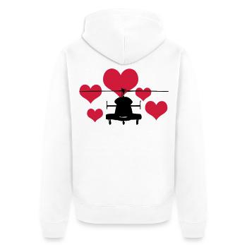 Heli mit 5 Herzen - Unisex Premium Bio Zip Hoodie - Weiß - Hinten - Thijin (182cm)