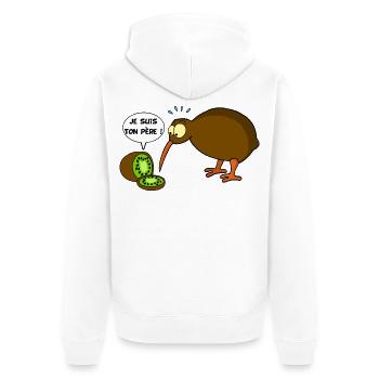 Kiwi contre kiwi (texte français) - Veste à capuche bio Premium Unisexe - blanc - Dos - Thijin (182cm)