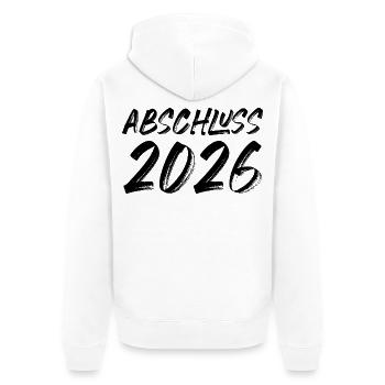 Abschluss 2026 - Unisex Premium Bio Zip Hoodie - Weiß - Hinten - Thijin (182cm)