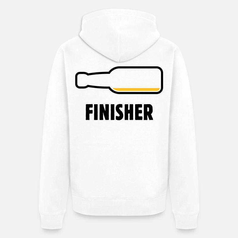 Finisher (Bier / Bierchen / Biertrinker / POS 2C) - Unisex Premium Bio Zip Hoodie - Weiß