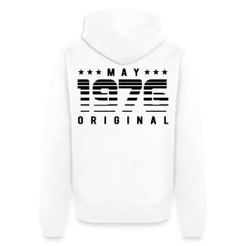 May 1976 Original Striped Vintage Geburtstag - Unisex Premium Bio Zip Hoodie - Weiß - Hinten - Thijin (182cm)