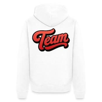Team - Unisex Premium Bio Zip Hoodie - Weiß - Hinten - Thijin (182cm)