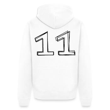 Zahl 11 handgezeichnet - Unisex Premium Bio Zip Hoodie - Weiß - Hinten - Thijin (182cm)