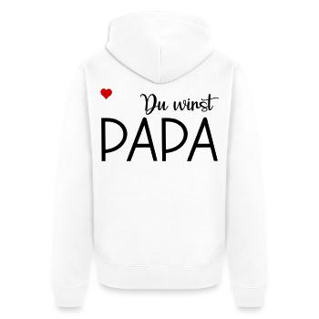 Du wirst Papa, Baby - Unisex Premium Bio Zip Hoodie - Weiß - Hinten - Thijin (182cm)