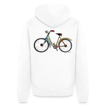 Schönes Fahrrad - Fahrräder - Gefährt - Rad - Unisex Premium Bio Zip Hoodie - Weiß - Hinten - Thijin (182cm)