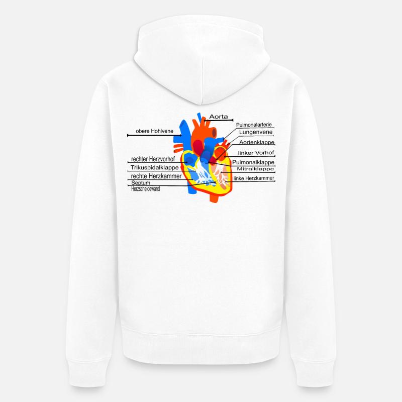 Coeur anatomique, Cor, - Veste à capuche bio Premium Unisexe - blanc