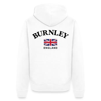 Burnley, Angleterre - Veste à capuche bio Premium Unisexe - blanc - Dos - Thijin (182cm)