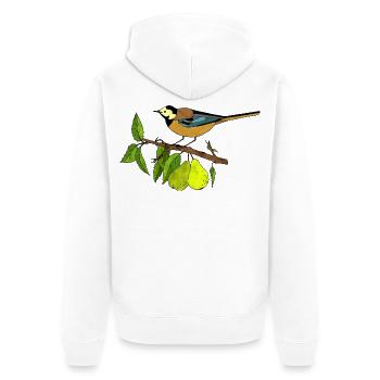 Bunter Vogel - Unisex Premium Bio Zip Hoodie - Weiß - Hinten - Thijin (182cm)
