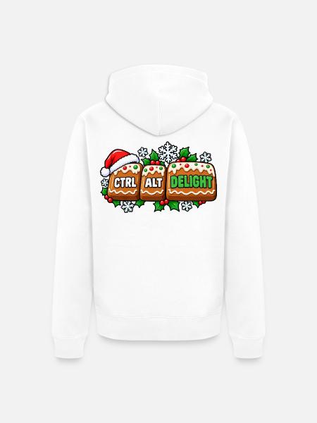 Ctrl Alt Delight Weihnachtsdesign - Unisex Premium Bio Zip Hoodie - Weiß