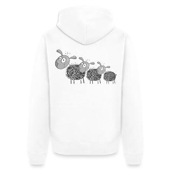 Drei Wollschafe - Schaf Comic - Unisex Premium Bio Zip Hoodie - Weiß - Hinten - Thijin (182cm)