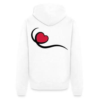 Herz - Unisex Premium Bio Zip Hoodie - Weiß - Hinten - Thijin (182cm)