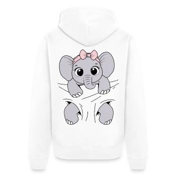 Babyelefant tragen Tier Elefantenbaby Baby Elefant - Unisex Premium Bio Zip Hoodie - Weiß - Hinten - Thijin (182cm)