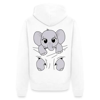 Baby Elefant Tier Elefantenbaby tragen Babyelefant - Unisex Premium Bio Zip Hoodie - Weiß - Hinten - Thijin (182cm)