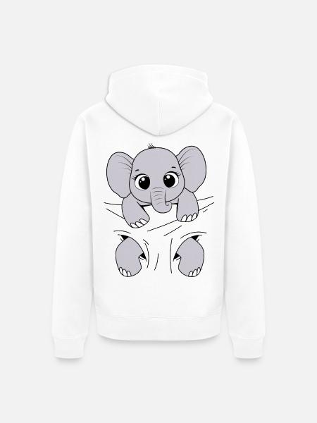 Baby Elephant Animal Baby Elephant Carry - Unisex Premium Organic Zip Hoodie - white