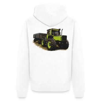 MB trac 1600 turbo with trailer - Unisex Premium Organic Zip Hoodie - white - Back - Thijin (182cm)
