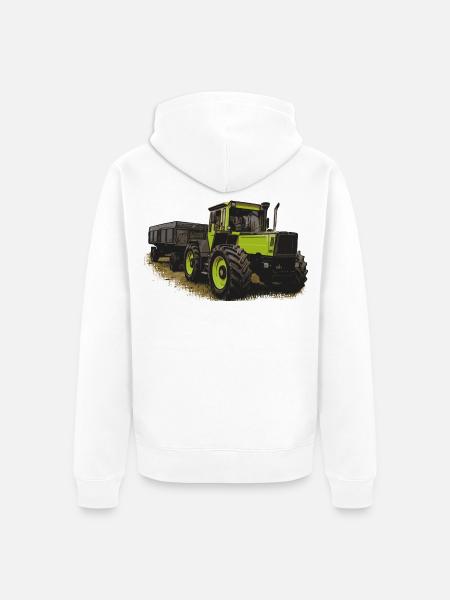 MB trac 1600 turbo with trailer - Unisex Premium Organic Zip Hoodie - white