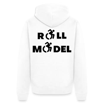 Jeder Rollstuhlfahrer ist ein Vorbild * - Unisex Premium Bio Zip Hoodie - Weiß - Hinten - Thijin (182cm)