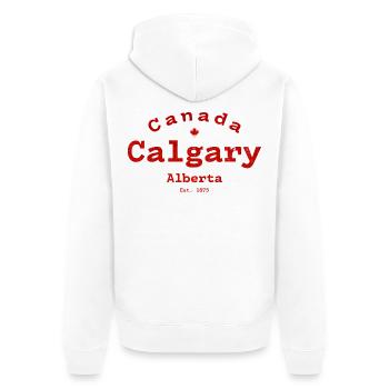 Vintage Calgary Canada - Unisex Premium Organic Zip Hoodie - white - Back - Thijin (182cm)
