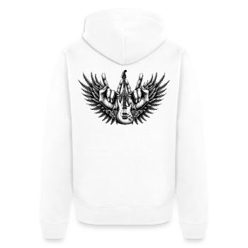 flügel gitarre metalgabel hände metal - Unisex Premium Bio Zip Hoodie - Weiß - Hinten - Thijin (182cm)