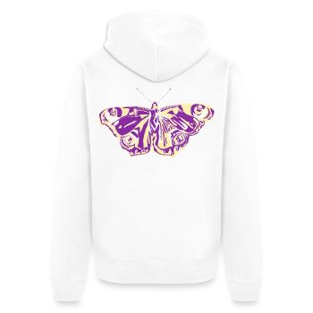 Purple Yellow Butterfly - Unisex Premium Organic Zip Hoodie - white - Back - Thijin (182cm)