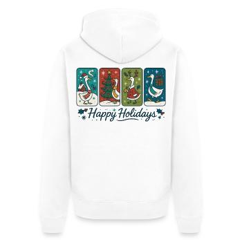 Gans Weihnachten Lustiger Weihnachtsmann Frohe Feiertage - Unisex Premium Bio Zip Hoodie - Weiß - Hinten - Thijin (182cm)
