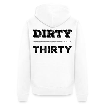 Dirty Thirty 30. Geburtstag - Unisex Premium Bio Zip Hoodie - Weiß - Hinten - Thijin (182cm)