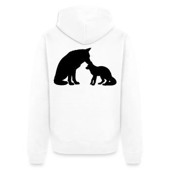 T-Shirt Loup Famille – Wolf Family Bond - Unisex Premium Bio Zip Hoodie - Weiß - Hinten - Thijin (182cm)