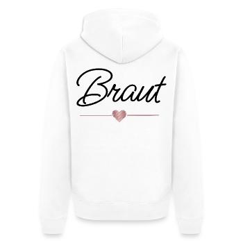 Braut Herz Hochzeit JGA Geschenk - Unisex Premium Bio Zip Hoodie - Weiß - Hinten - Thijin (182cm)