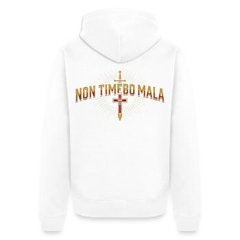 Non Timebo Mala - Unisex Premium Bio Zip Hoodie - Weiß - Hinten - Thijin (182cm)