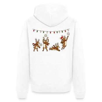 Volleyball Weihnachten Rentiere Wichtelgeschenk - Unisex Premium Bio Zip Hoodie - Weiß - Hinten - Thijin (182cm)