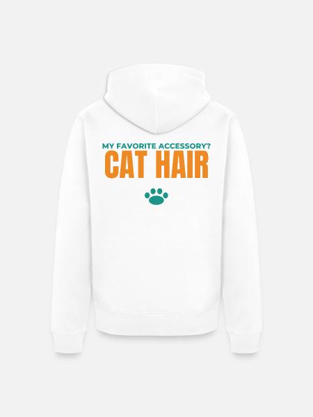Katzenhaar: Mein Lieblingsaccessoire - Unisex Premium Bio Zip Hoodie - Weiß