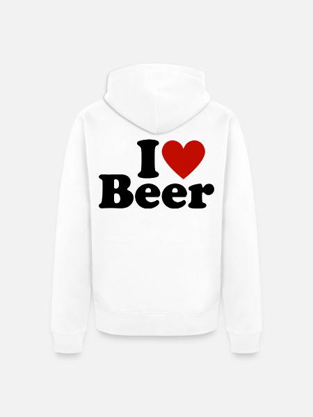 Ich liebe Bier - Unisex Premium Bio Zip Hoodie - Weiß