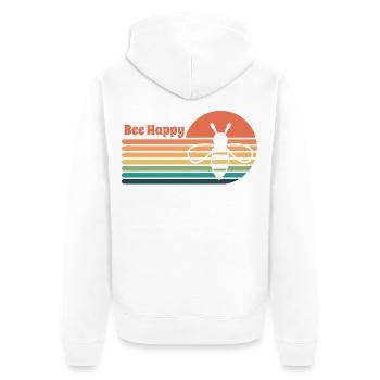 Vintage Sonnenuntergang mit Biene und Spruch - Unisex Premium Bio Zip Hoodie - Weiß - Hinten - Thijin (182cm)