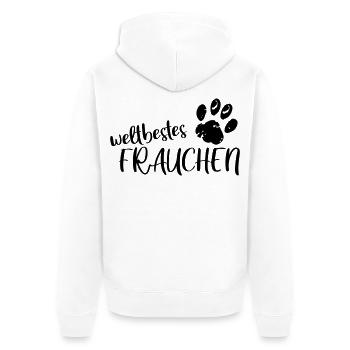 weltbestes Frauchen - Unisex Premium Bio Zip Hoodie - Weiß - Hinten - Thijin (182cm)