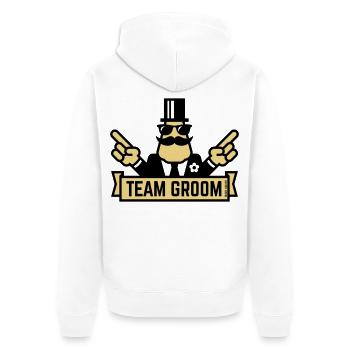 Team Groom (Pointage Enterrement de vie de garçon et de garçon 2C) - Veste à capuche bio Premium Unisexe - blanc - Dos - Thijin (182cm)
