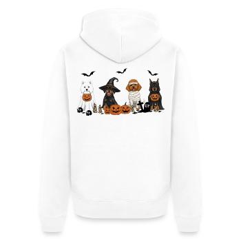 Hunde-Halloween - Unisex Premium Bio Zip Hoodie - Weiß - Hinten - Thijin (182cm)