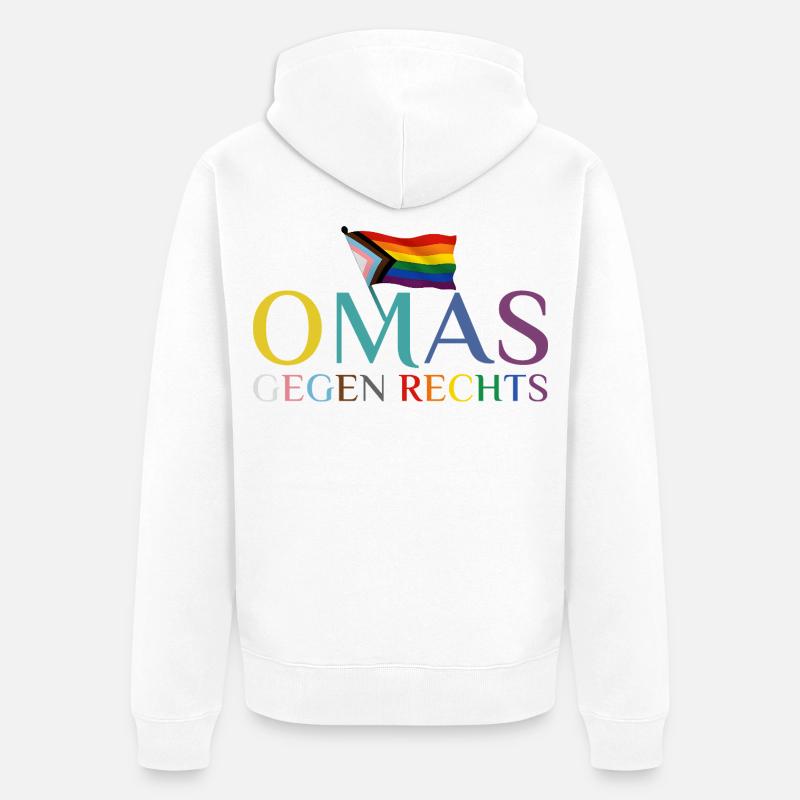 Mamies contre le drapeau arc-en-ciel droit - Veste à capuche bio Premium Unisexe - blanc