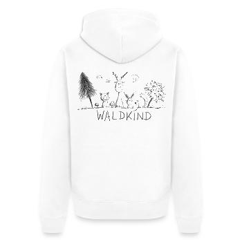 Waldkind Natur Sketch Kindergarten  - Unisex Premium Bio Zip Hoodie - Weiß - Hinten - Thijin (182cm)