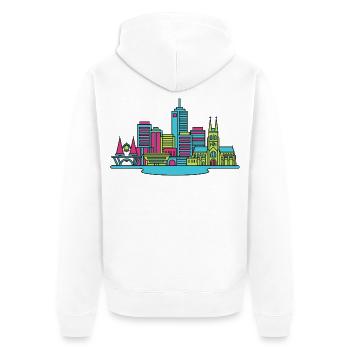 Perth City Skyline Glockenturm Moderne Linienzeichnung - Unisex Premium Bio Zip Hoodie - Weiß - Hinten - Thijin (182cm)