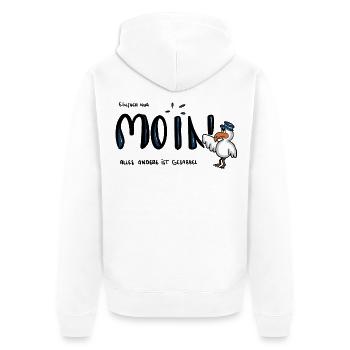 Moin Küstenseemöwe im Sailor-Style - Unisex Premium Bio Zip Hoodie - Weiß - Hinten - Thijin (182cm)