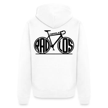 Fahrrad - Niemals radlos - Unisex Premium Bio Zip Hoodie - Weiß - Hinten - Thijin (182cm)