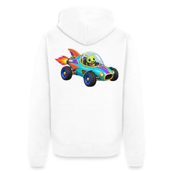 Alien Raketenrennwagen Cartoon - Unisex Premium Bio Zip Hoodie - Weiß - Hinten - Thijin (182cm)