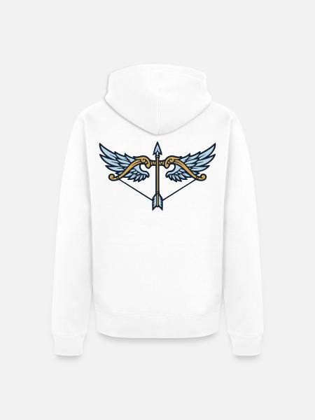 Pfeil Bogen Fluegel Wappen - Unisex Premium Bio Zip Hoodie - Weiß