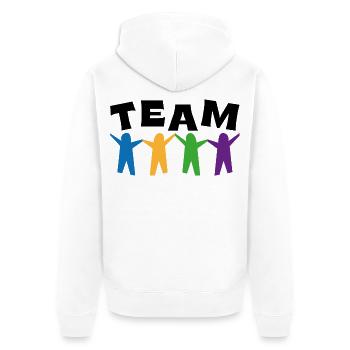 team - Unisex Premium Organic Zip Hoodie - white - Back - Thijin (182cm)