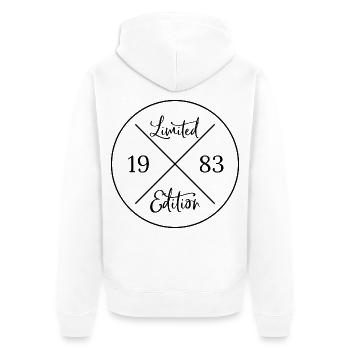 Limited Edition 1983 - Unisex Premium Bio Zip Hoodie - Weiß - Hinten - Thijin (182cm)