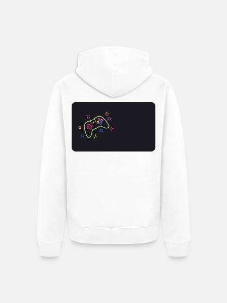 Bunter Spielecontroller auf schwarzem Hintergrund - Unisex Premium Bio Zip Hoodie - Weiß