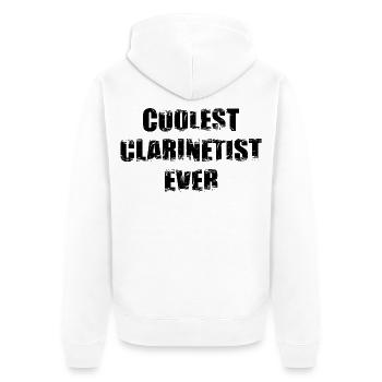 Cooler Klarinettist - Unisex Premium Bio Zip Hoodie - Weiß - Hinten - Thijin (182cm)