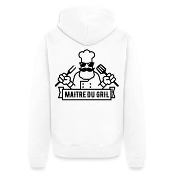 Maître Du Gril (Griller / Barbecue / BBQ / 1C) - Veste à capuche bio Premium Unisexe - blanc - Dos - Thijin (182cm)