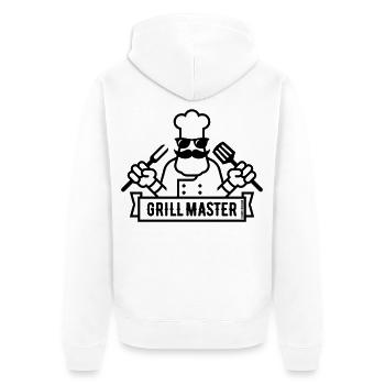 Grill Master (Grillen / Barbecue / BBQ / 1C) - Unisex Premium Bio Zip Hoodie - Weiß - Hinten - Thijin (182cm)